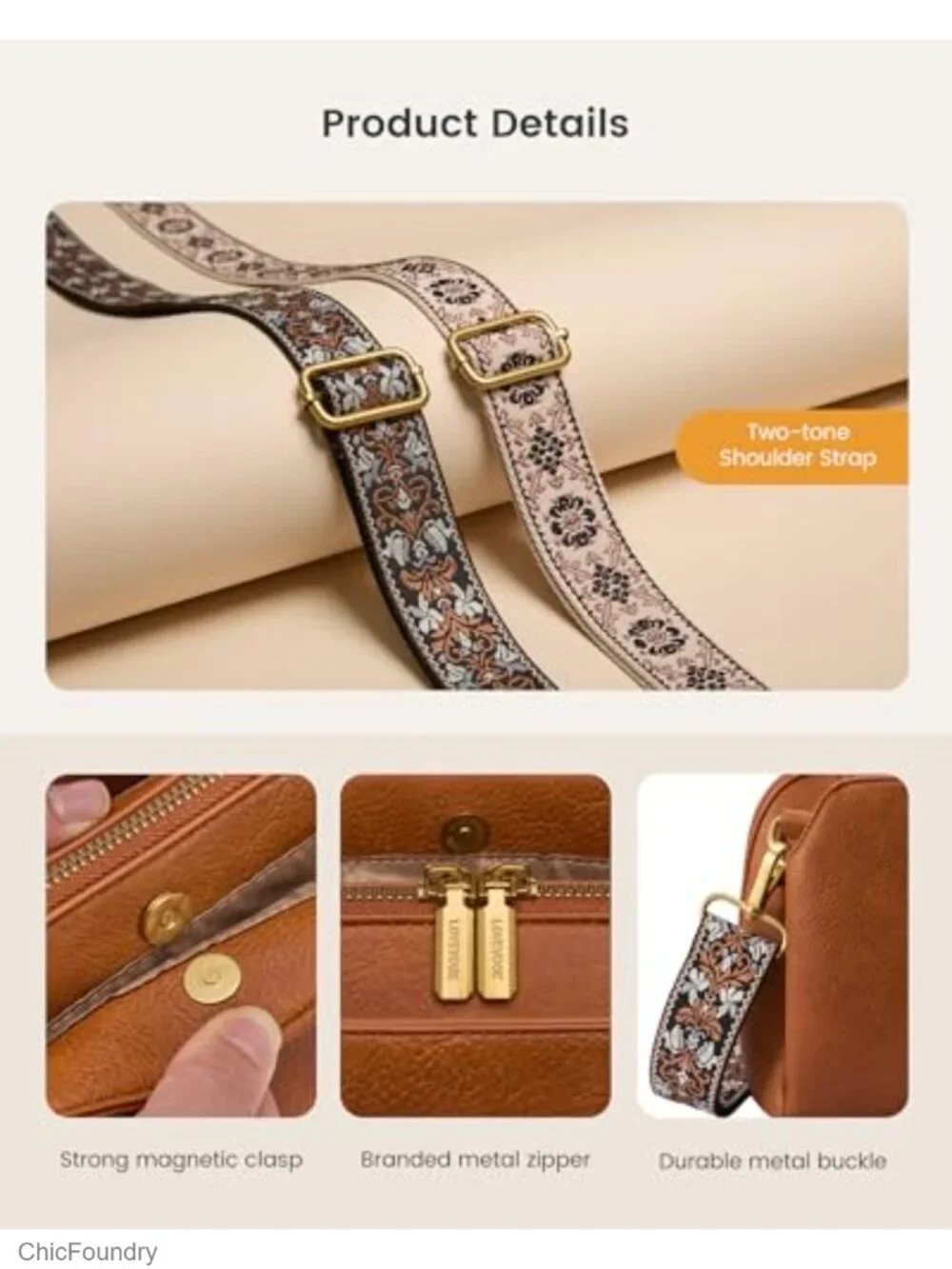 Small Travel Crossbody Bag with RFID Anti Theft and 2 Adjustable Straps